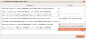 Automatically identified misspellings in imported race results