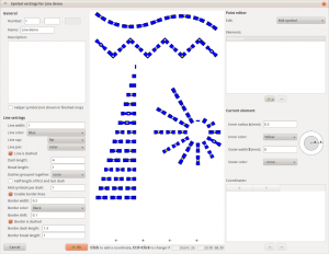 At the top: my personal nightmare, dashed bezier curves with dashed border lines ;-)