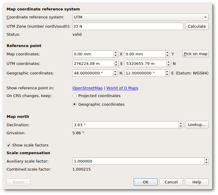 Georeferencing dialog